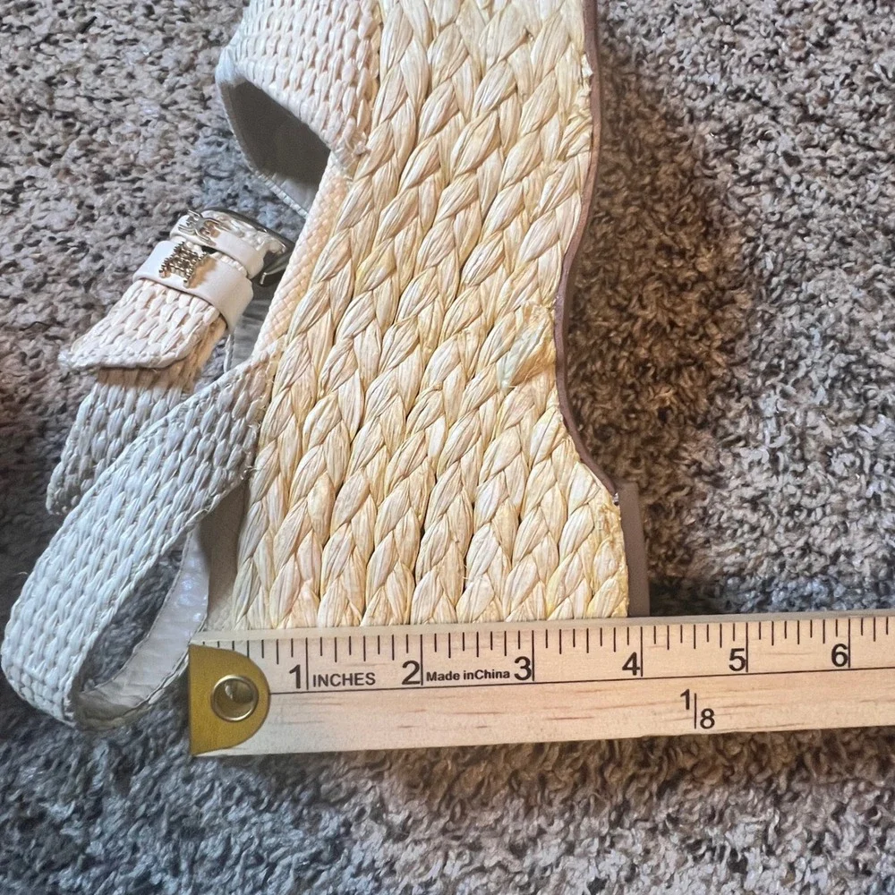 Sam Edelman Women Cream Woven Raffia Platform Wedge‎ Espadrille Sandals Size 10